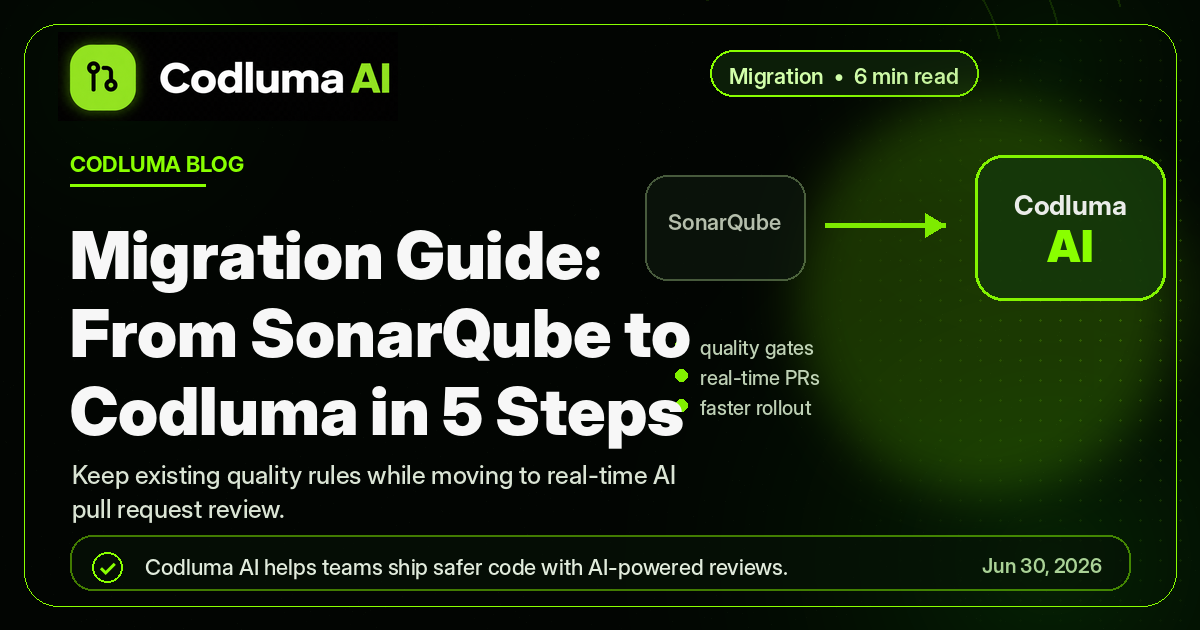 Migration Guide: From SonarQube to Codluma in 5 Steps — Codluma blog cover illustration