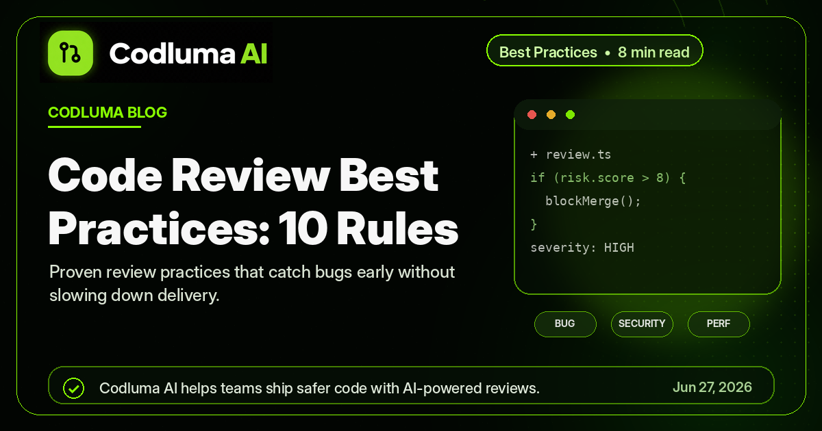 Code Review Best Practices: 10 Rules — Codluma blog cover illustration