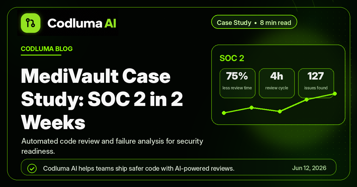 MediVault Case Study: SOC 2 in 2 Weeks — Codluma blog cover illustration